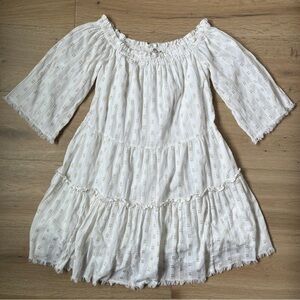 Vineyard Vines LUREX DOBBY OFF THE SHOULDER Dress White Gold XS *F13